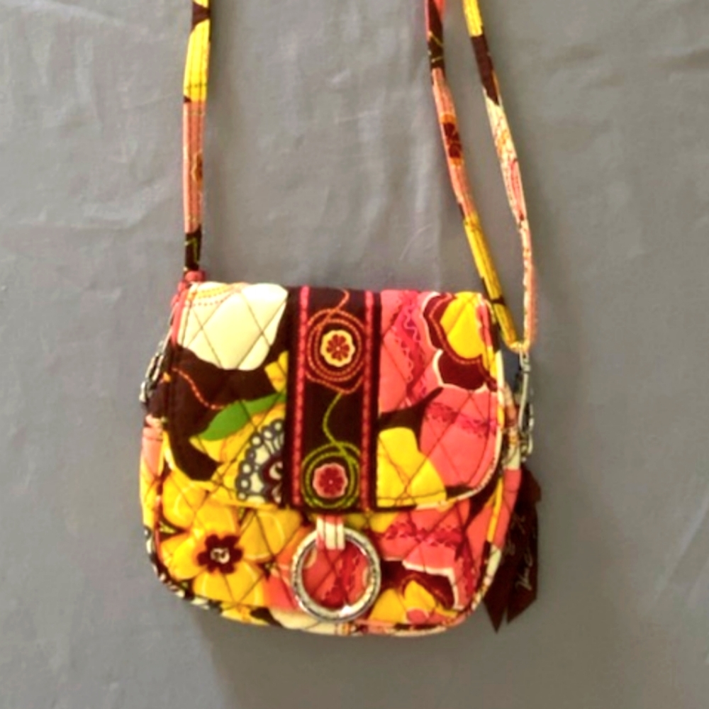 NWOT Vera Bradley Mini Saddle Up Crossbody Bag Purse in Buttercup Print. RETIRED